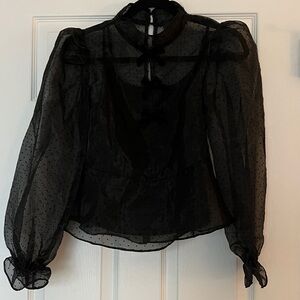 Vici Black Sheer Blouse with Bow Details